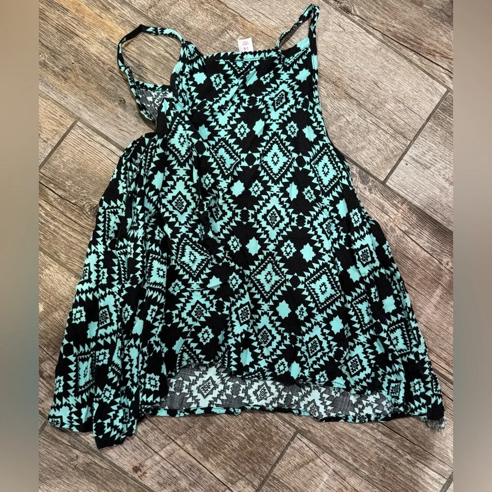 Justice Black and Mint Aztec Tank Top​